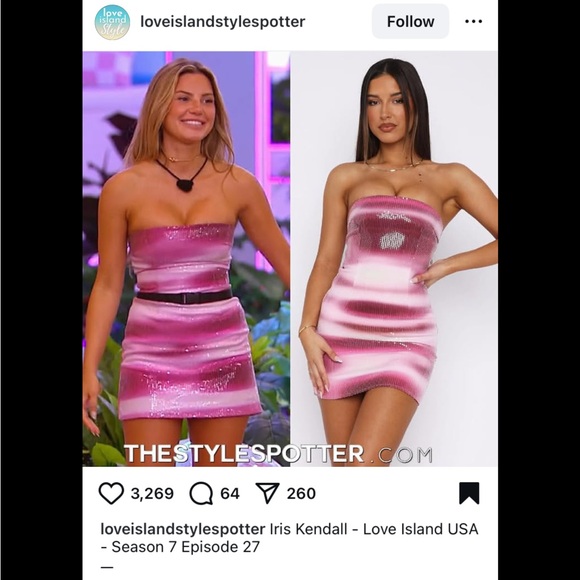 White Fox Make Up My Mind Mini Dress Boysenberry Ripple Pink Sequin Strapless - Picture 2 of 2